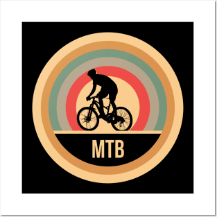 Retro Vintage MTB Gift For Mountain Bikers Posters and Art